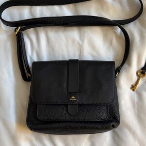 Fossil Black Crossbody Bag with Key Charm